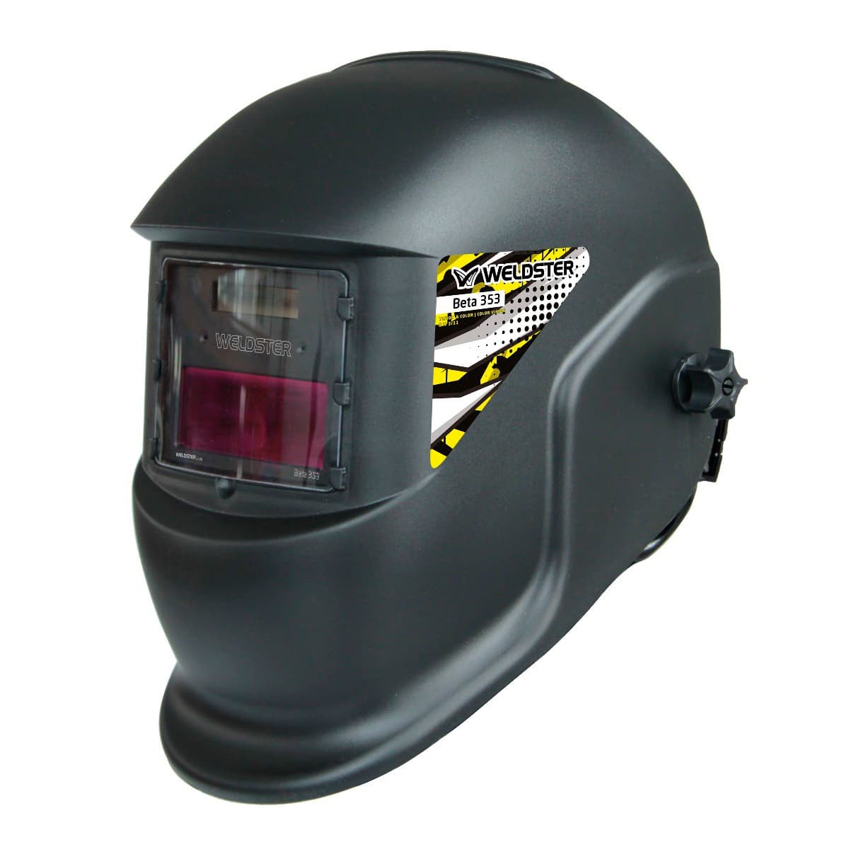 Careta de soldar WELDSTER Beta 353 en negro mate, vista tres cuartos
