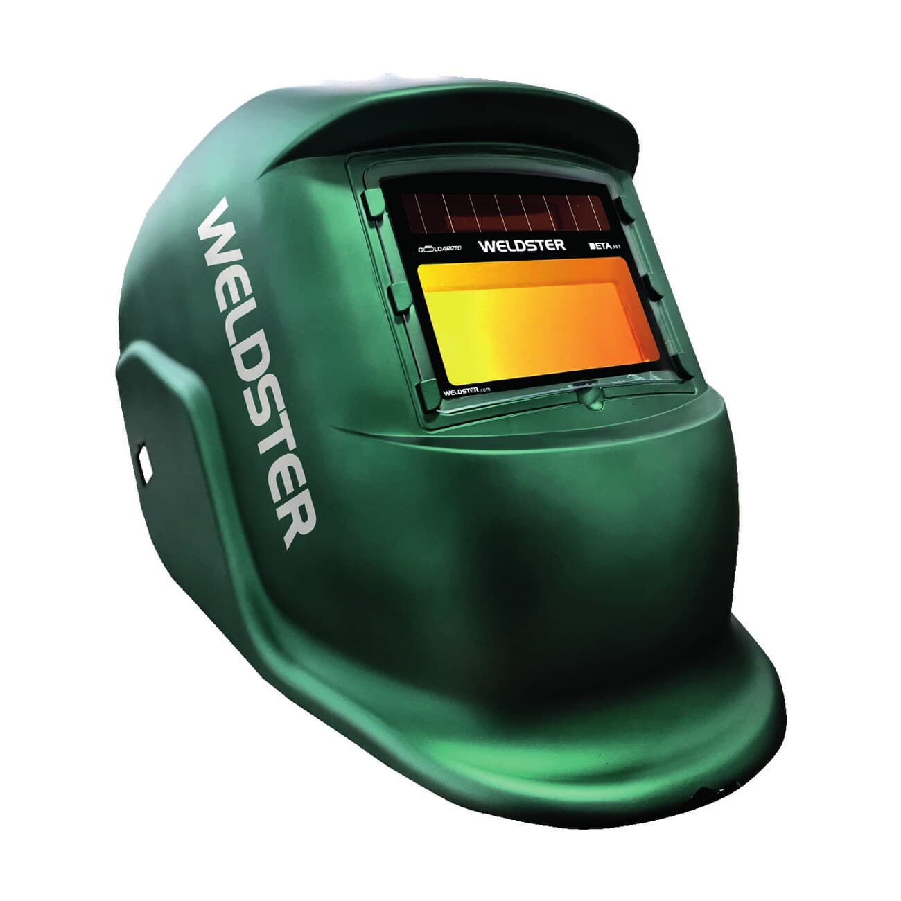 Careta de soldar automática WELDSTER Beta 383 Madmetal Green, vista tres cuartos