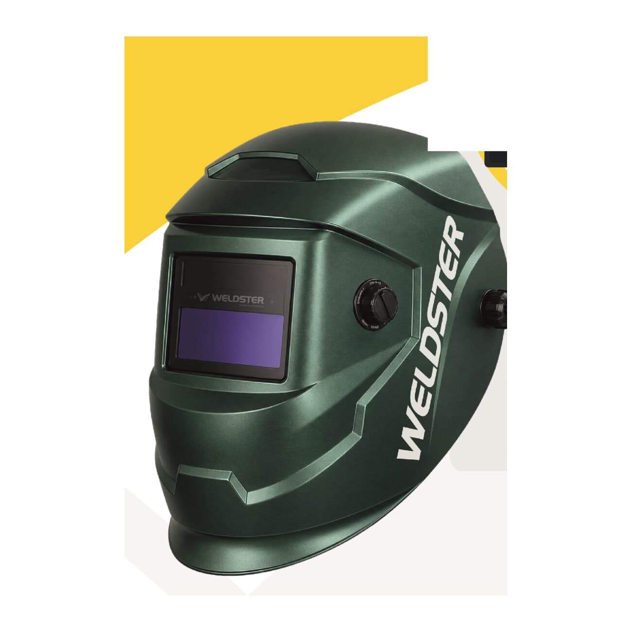 Careta de soldar automatica WELDSTER Delta 383 Madmetal Green, vista tres cuartos